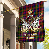 Custom Name Clan Carnegie Modern Tartan Garden Flag with Clan Crest and the Golden Sword of Courageous Legacy CK59